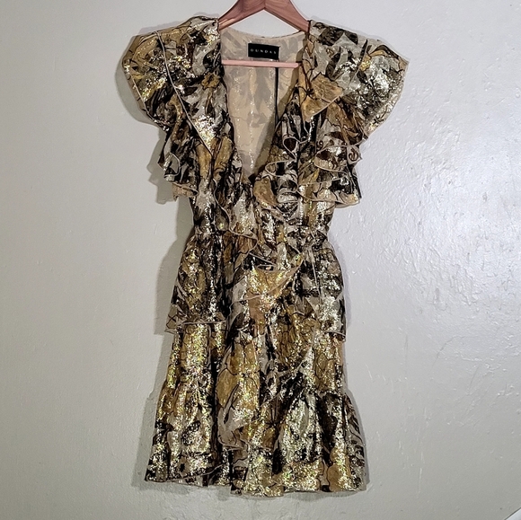 Dundas Ruffled Metallic Dress - Picture 2 of 9